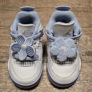 Air Jordan 4 Toddler Retro "Forget Me Not / Aluminum" Sneakers Sz 7c